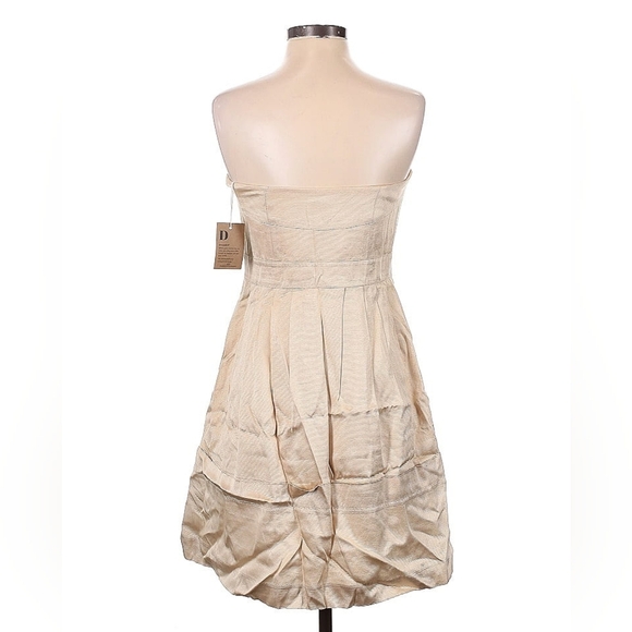 Sine Strapless Bow Accent Metallic Tan Dress — Size 4 - Picture 3 of 5